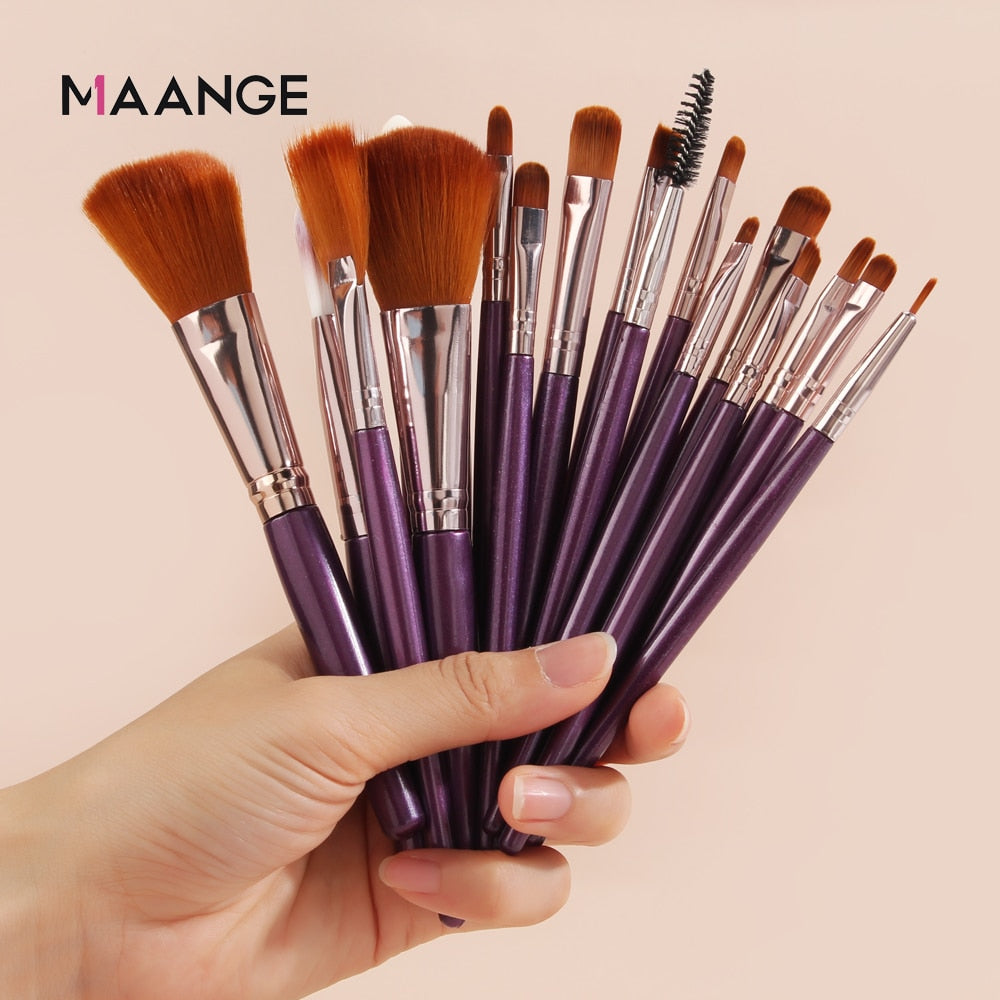 MAANGE 6/15 Pcs Makeup Brushes Tool Set Cosmetic Powder Eye Shadow Foundation Blush Blending Beauty Make Up Brush Maquiagem