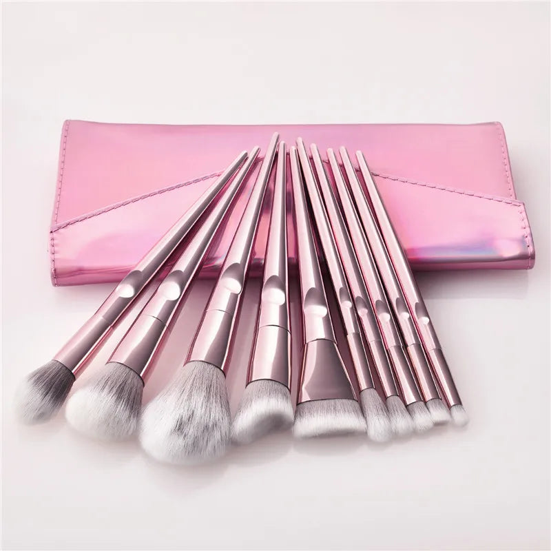 10pcs Rose Gold Makeup Brushes Set for Eye Shadow Face Foundation Brush Cosmetic Tools women Pro Facial Makeup Brush Set T10154