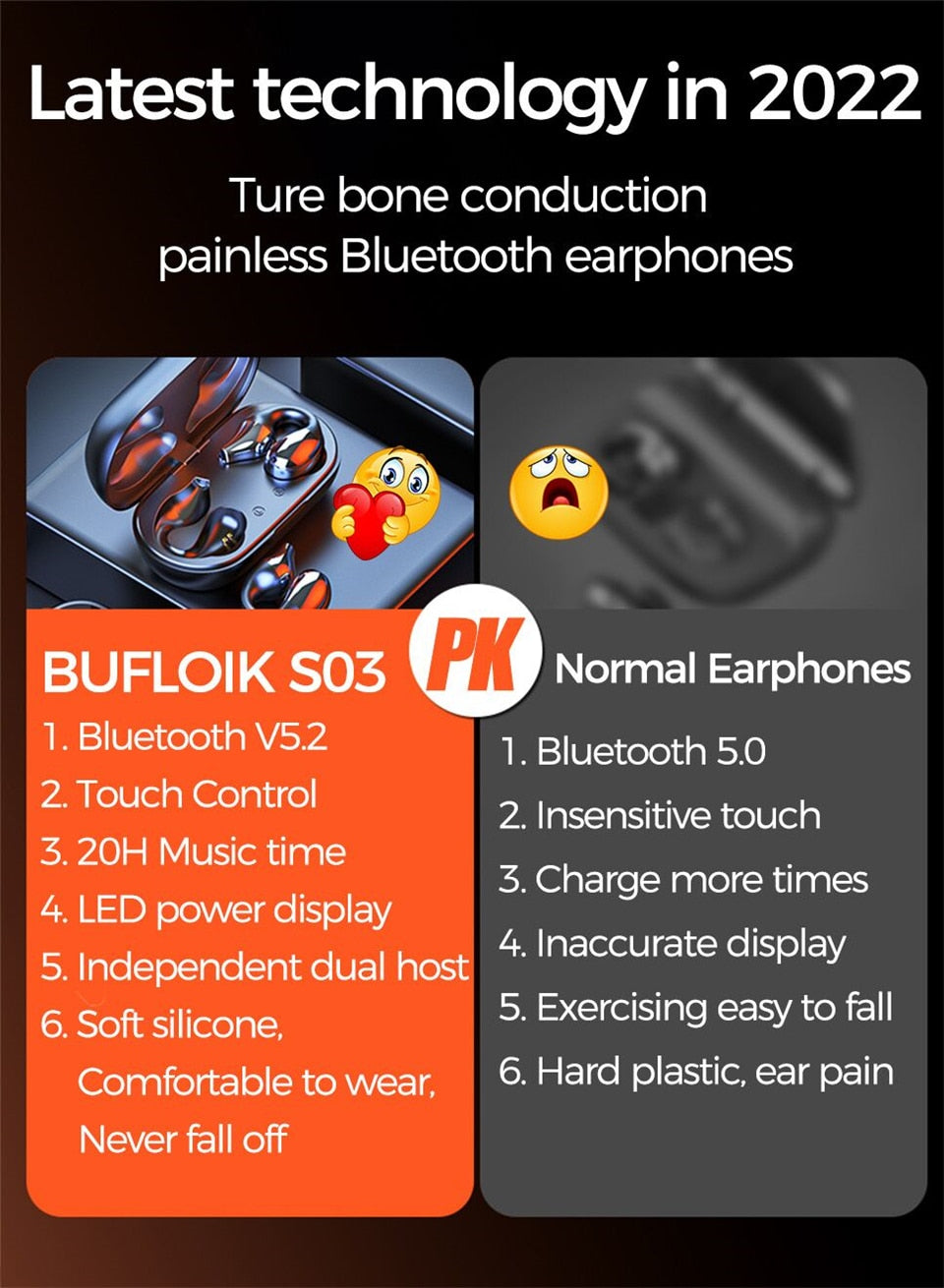 NEW Original Bone Conduction Bluetooth Headsets Open Ear Clip Wireless Headphones with Mic Sports Earphones for iphone